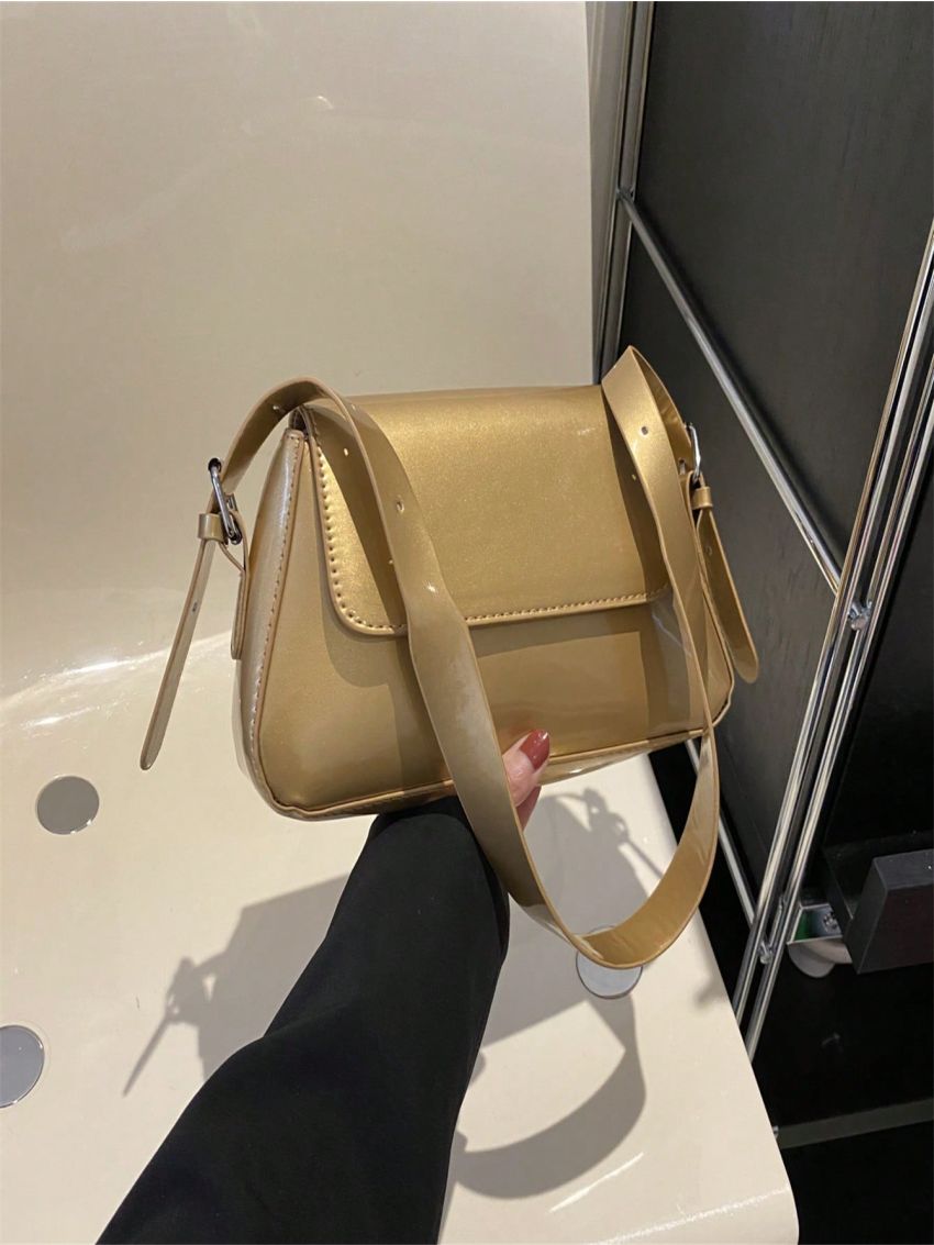 Minimalist Flap Shoulder Bag Medium Flap Adjustable Strap