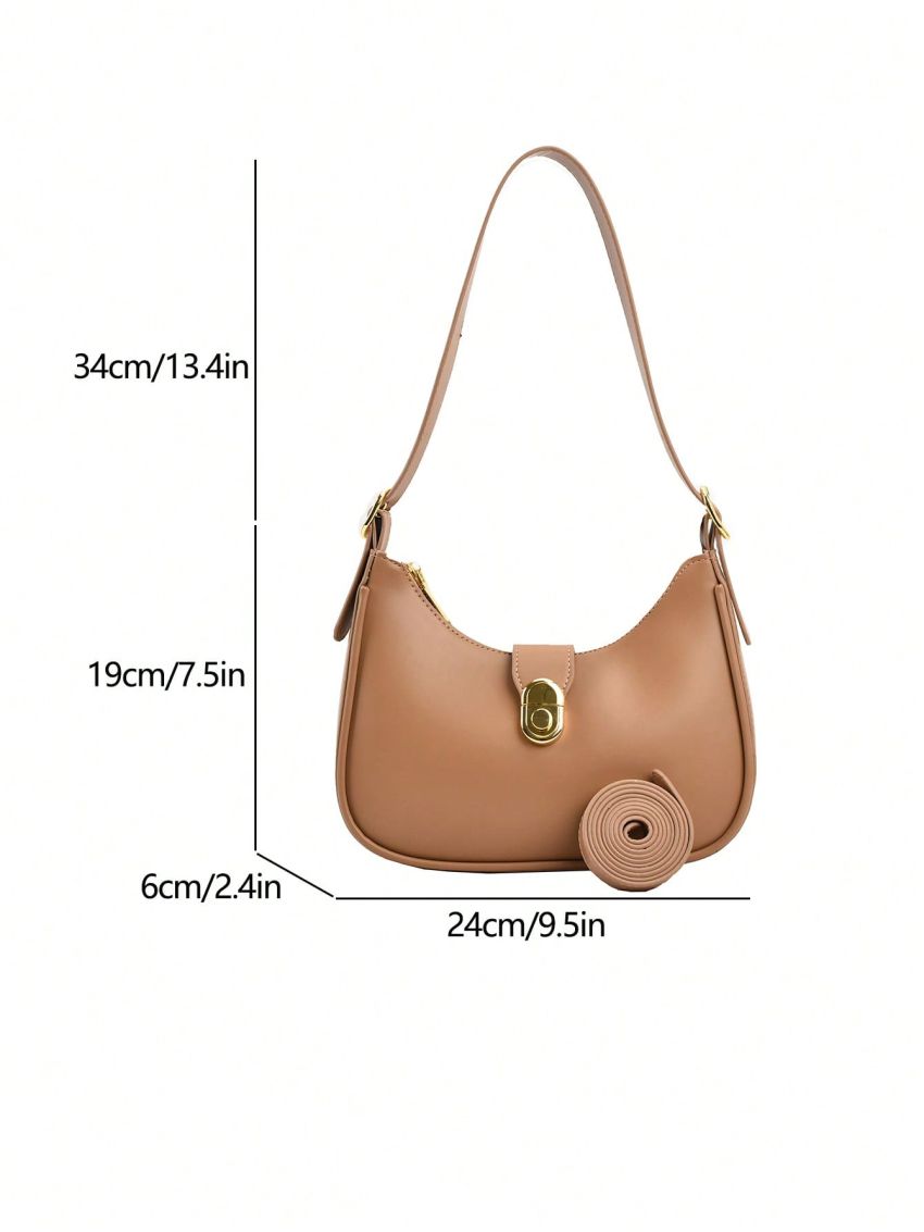 Metal Decor Hobo Bag Small Minimalist Brown