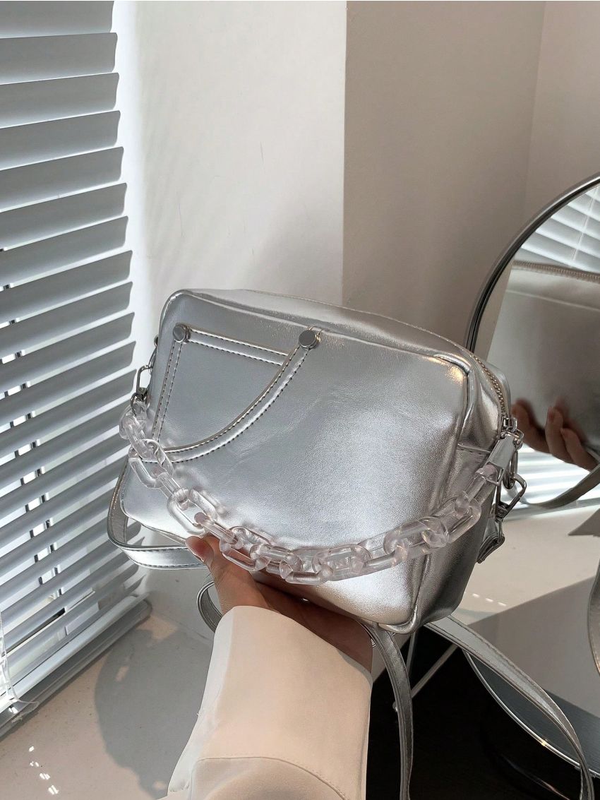 Mini Metallic Studded Decor Square Bag Funky