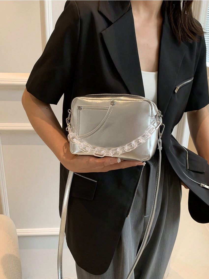 Mini Metallic Studded Decor Square Bag Funky