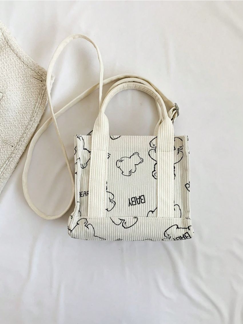 Striped Pattern Double Handle Square Bag Small