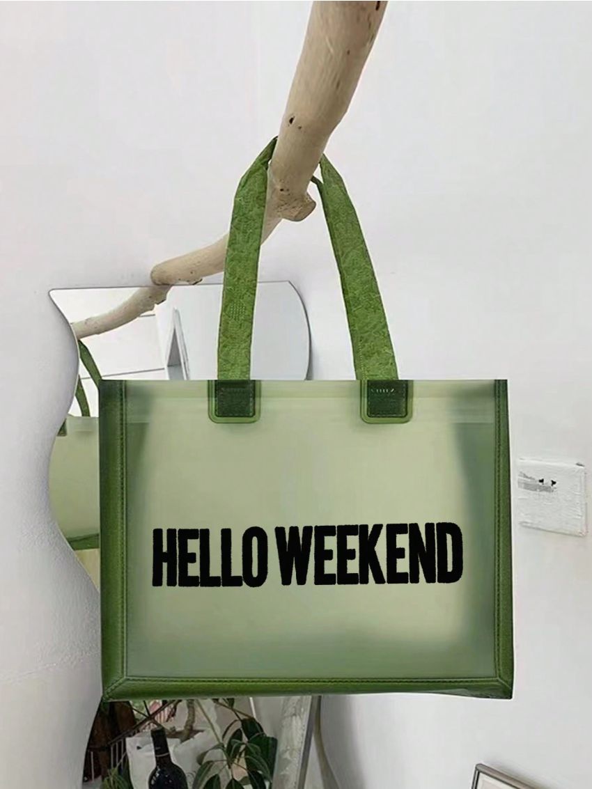 No-closure Shopper Bag Casual Letter Graphic For Summer