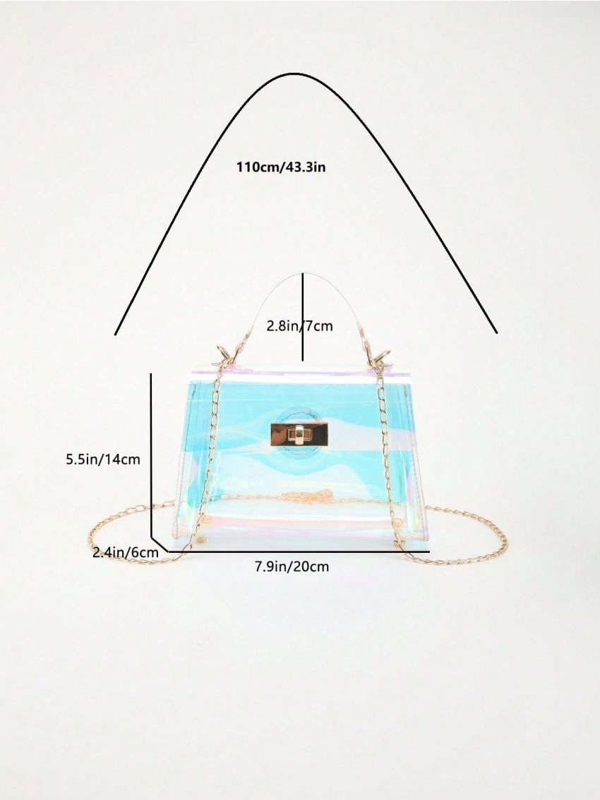 Mini Square Bag Clear Flap Top Handle Funky