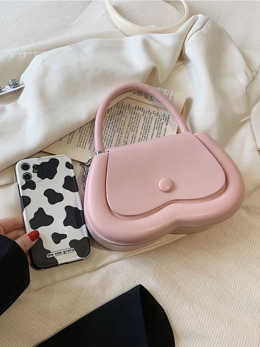Fashionable Novelty Bag Solid Color Flap Top Handle