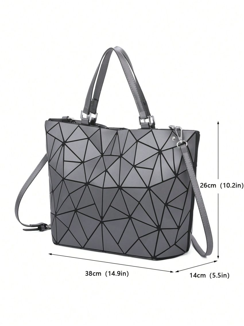 Zipper Shoulder Tote Bag Fashionable PU Graphic Adjustable Strap