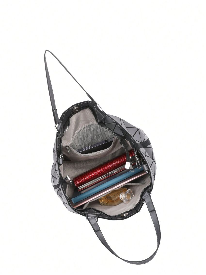 Zipper Shoulder Tote Bag Fashionable PU Graphic Adjustable Strap