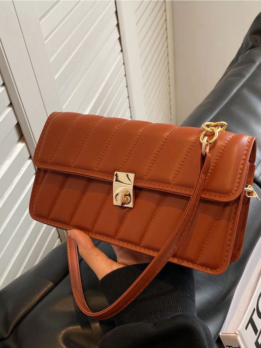 Small Square Bag Fashion Quilted Chain Flap PU