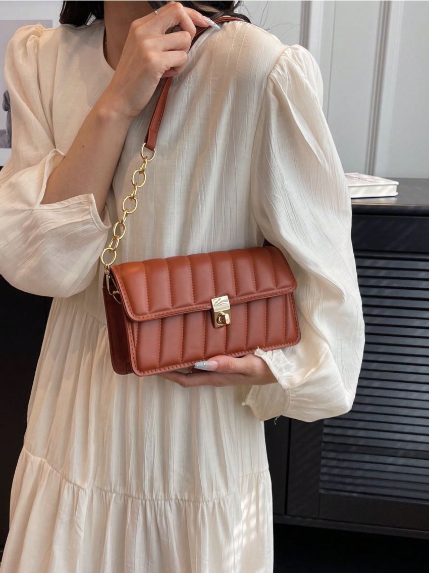 Small Square Bag Fashion Quilted Chain Flap PU