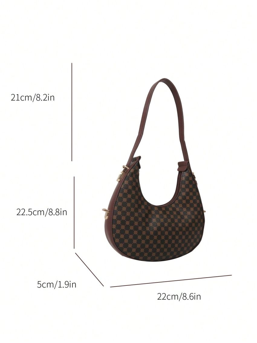 Elegant Hobo Bag Geometric Pattern Zipper PU