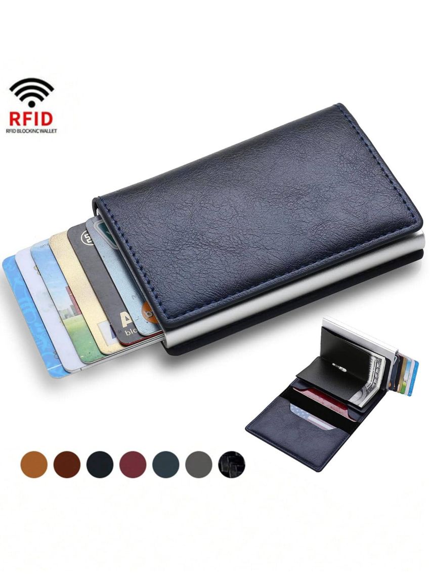 RFID Card Holder PU Navy Blue
