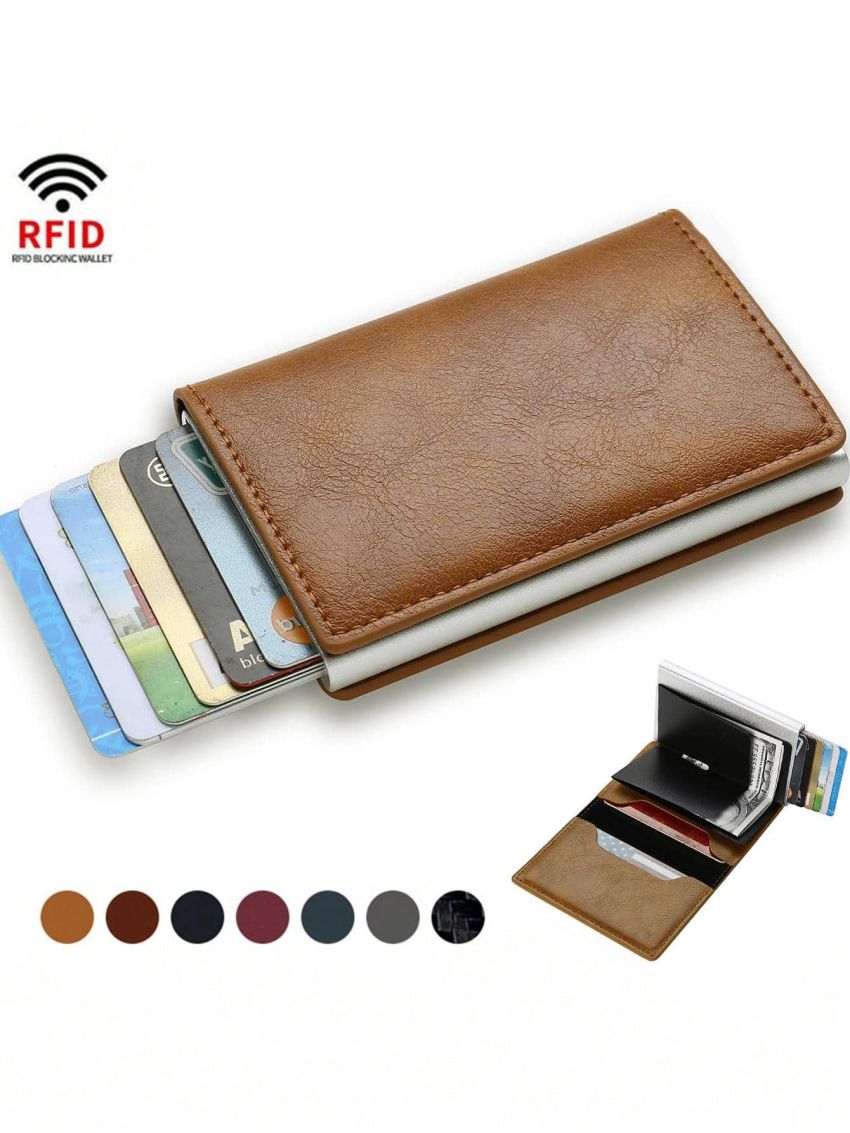 RFID Card Holder PU Brown