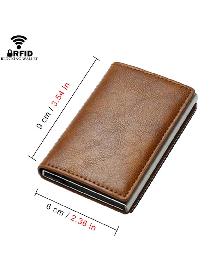 RFID Card Holder PU Brown