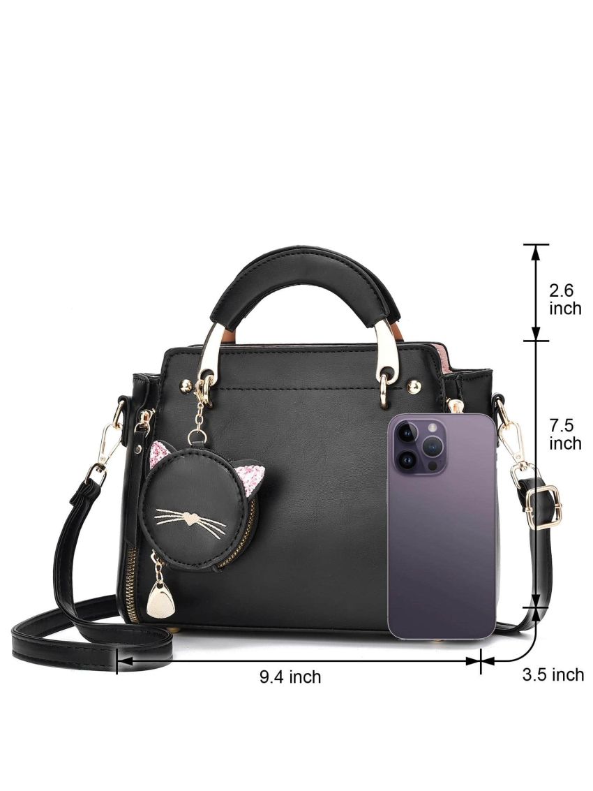 I IHAYNER Fashion Purses and Handbags for Women Top Handle Bag Girls Small Crossbody Shoulder Bag for Ladies with Kitty Purse