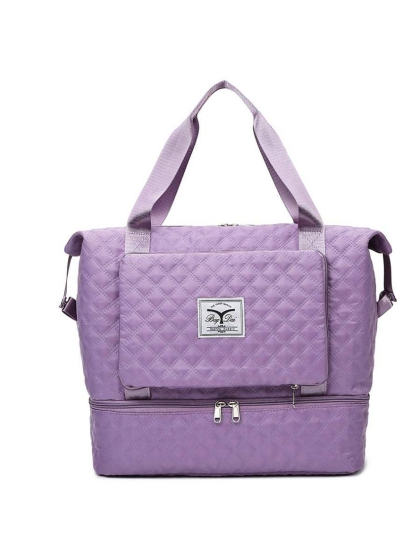 Quilted Letter Patch Fashion Travel Bag Dry-Wet Separation Independent Shoe Warehouse Portable Double Handle