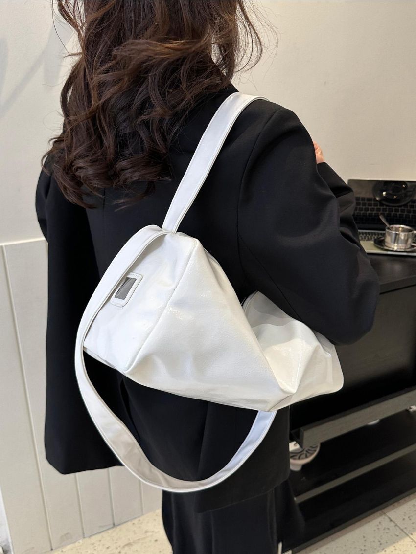 Retro Style Crossbody Bag, Large Capacity Hobo Bag, Silver Funky Shoulder Bag For Travel