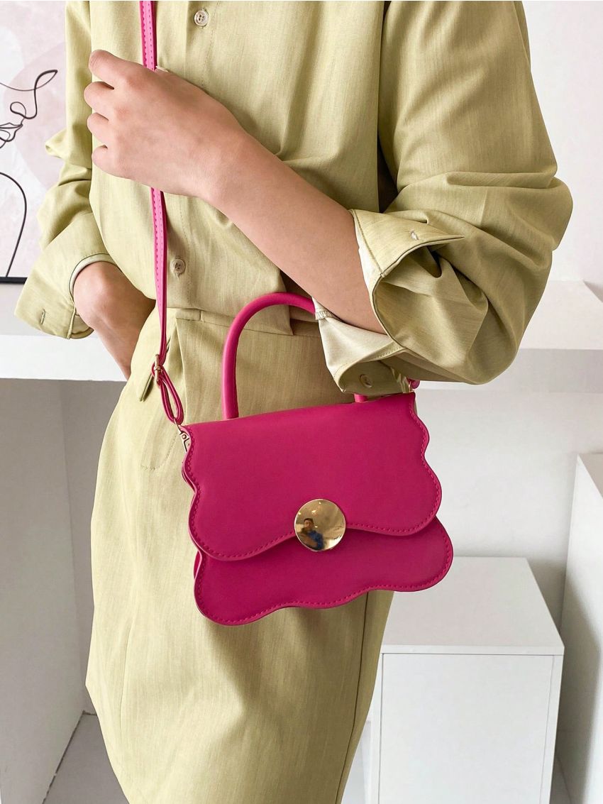 Mini Novelty Bag Wave Trim Top Handle Flap PU Fashionable