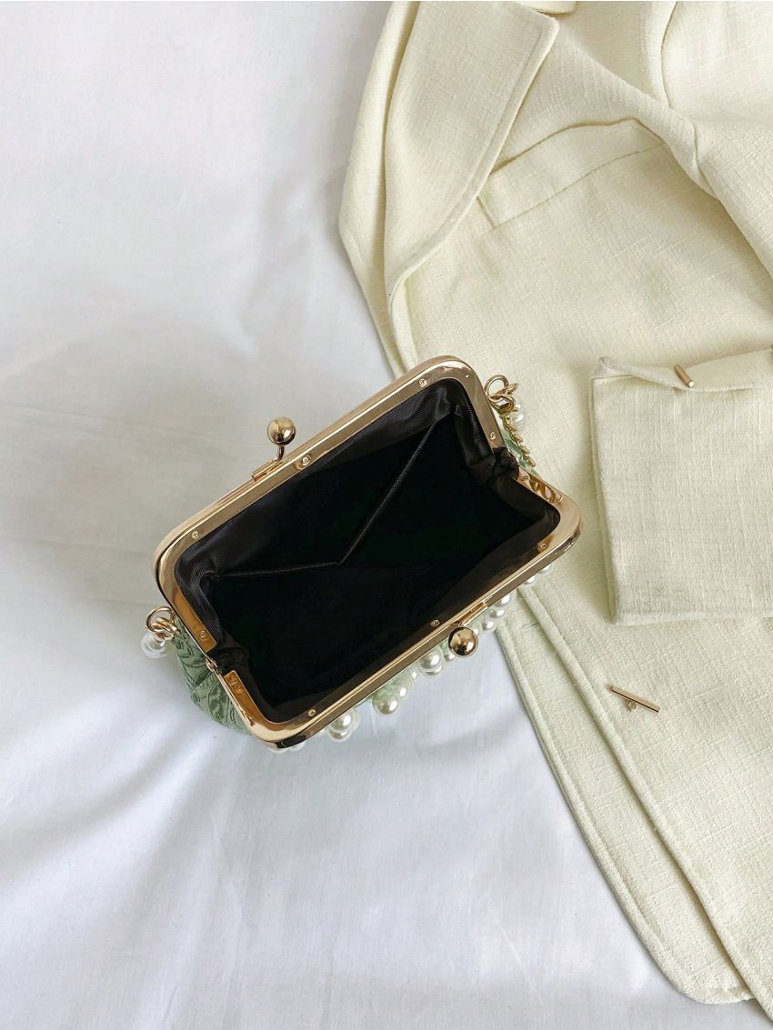 Fashionable Versatile Women's Faux Pearl Decor Diagonal Shoulder Bag