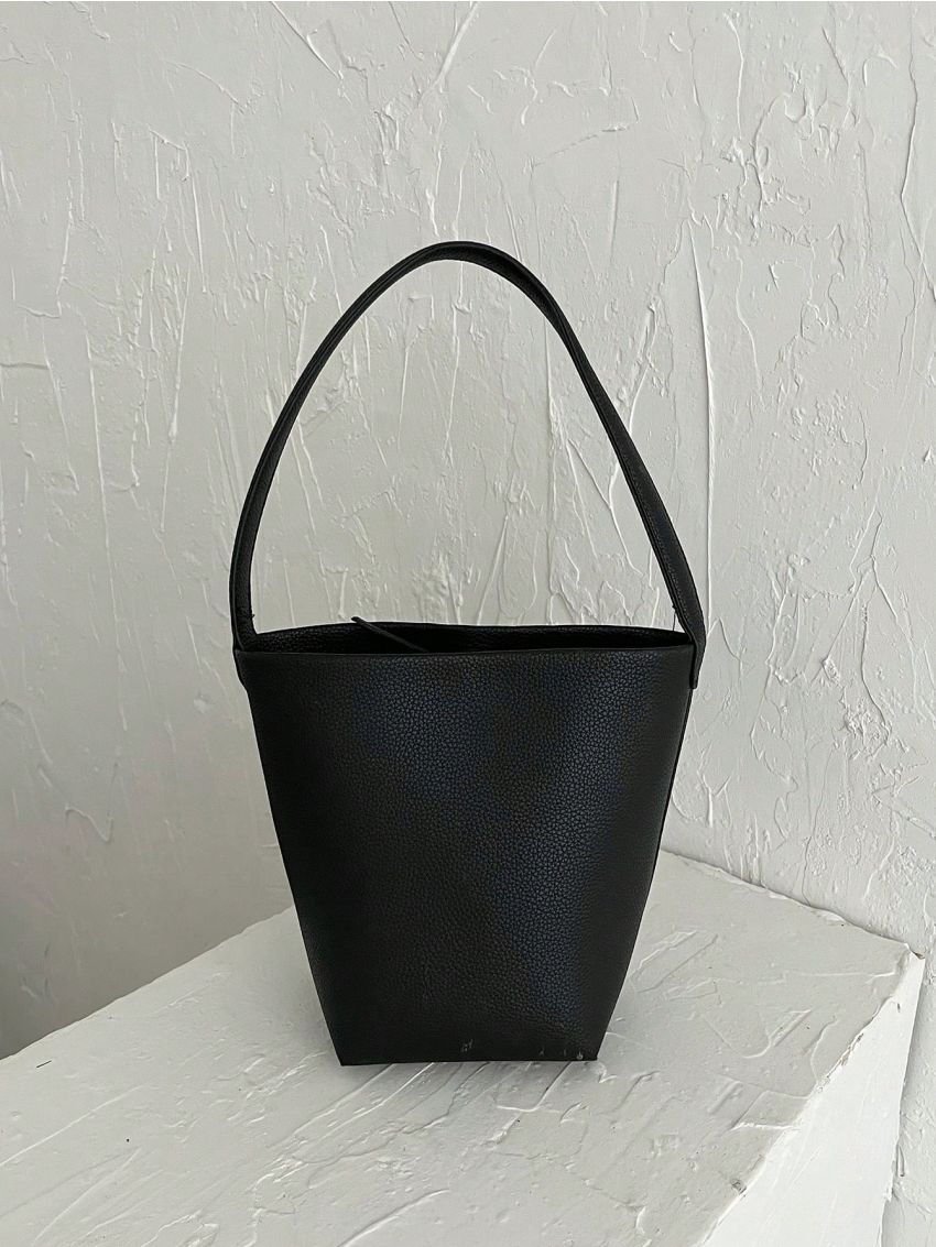 Mini Litchi Embossed Bucket Bag Solid Color