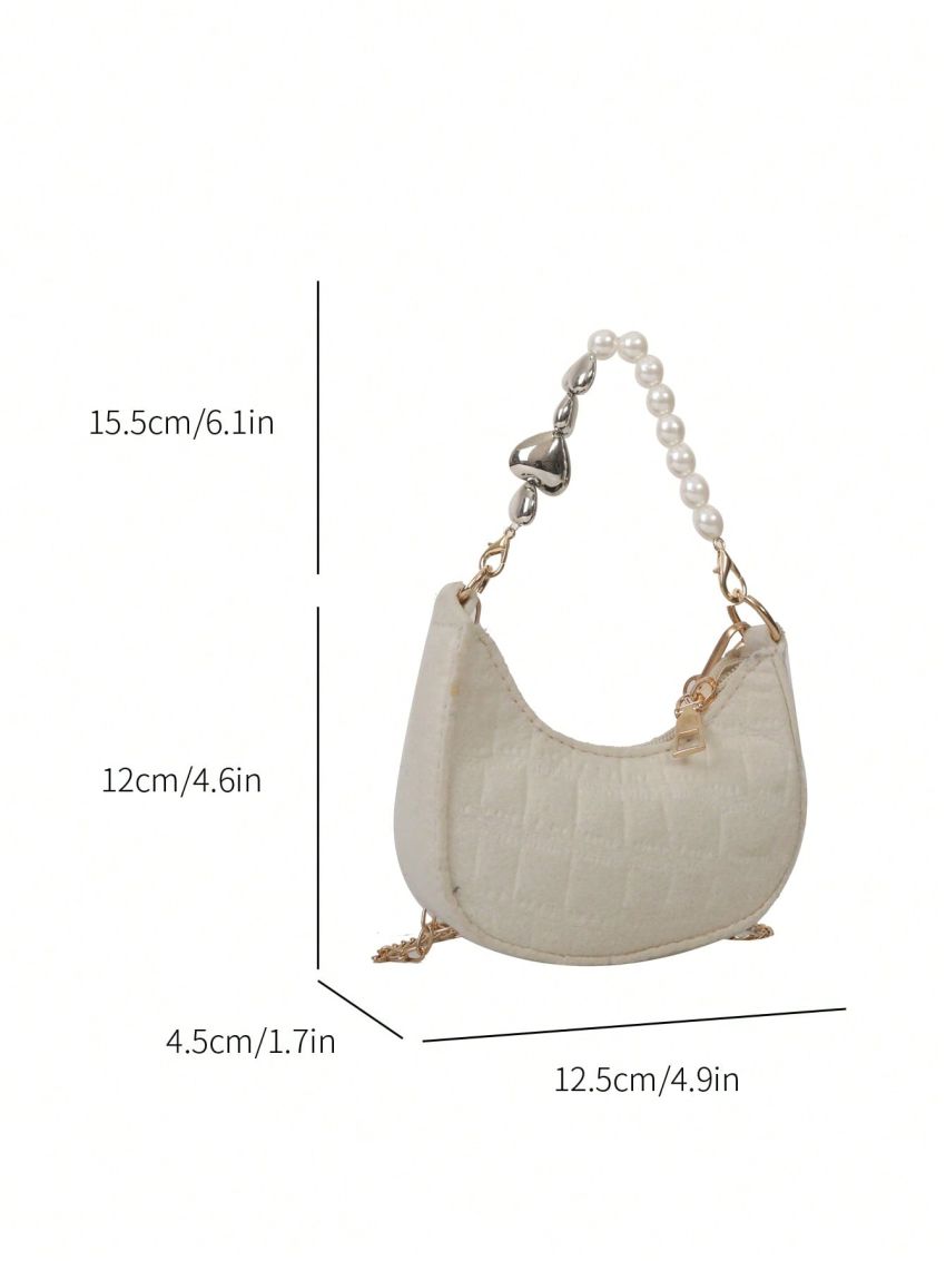 Mini Crocodile Embossed Hobo Bag Faux Pearl Decor