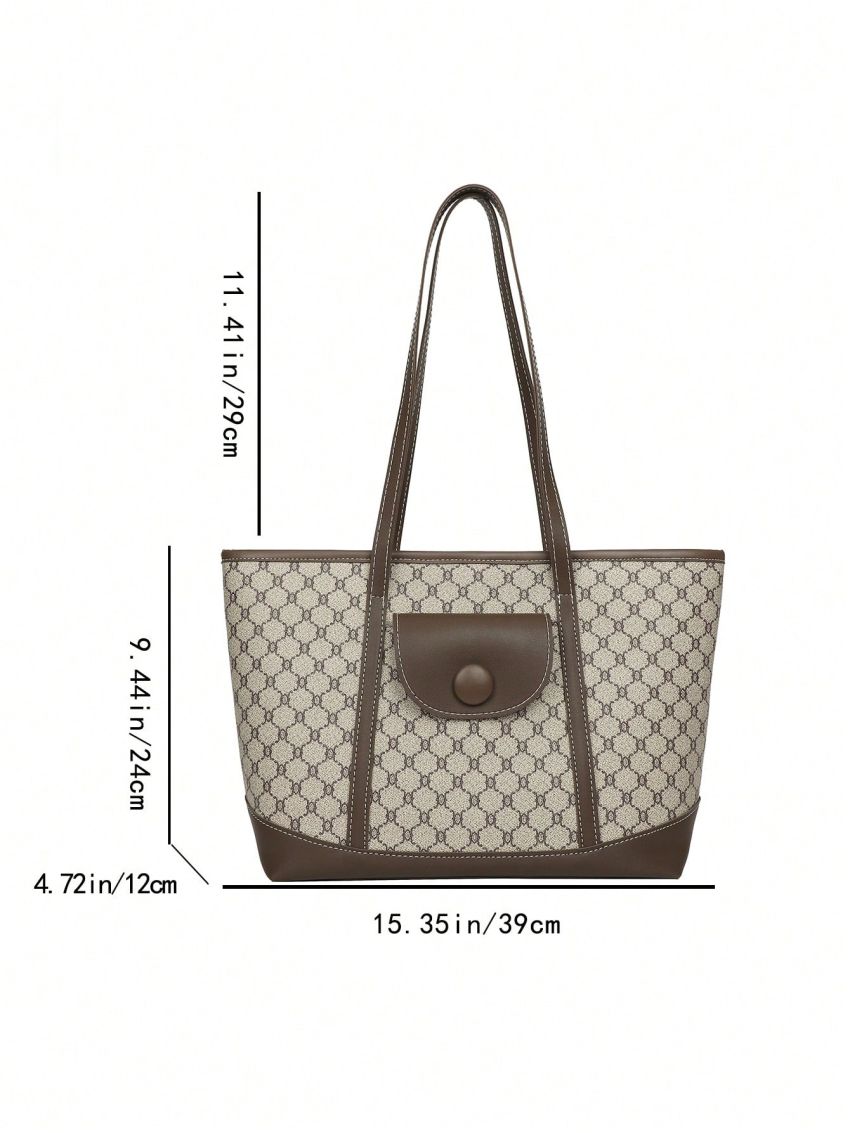 Large Shoulder Tote Bag Zipper Double Handle Elegant PU