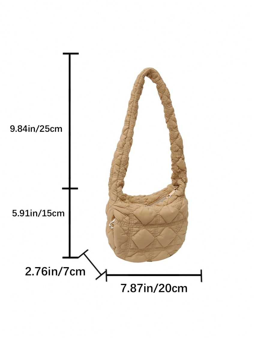 Mini Ruched Bag Stitch Detail Zipper Nylon Casual