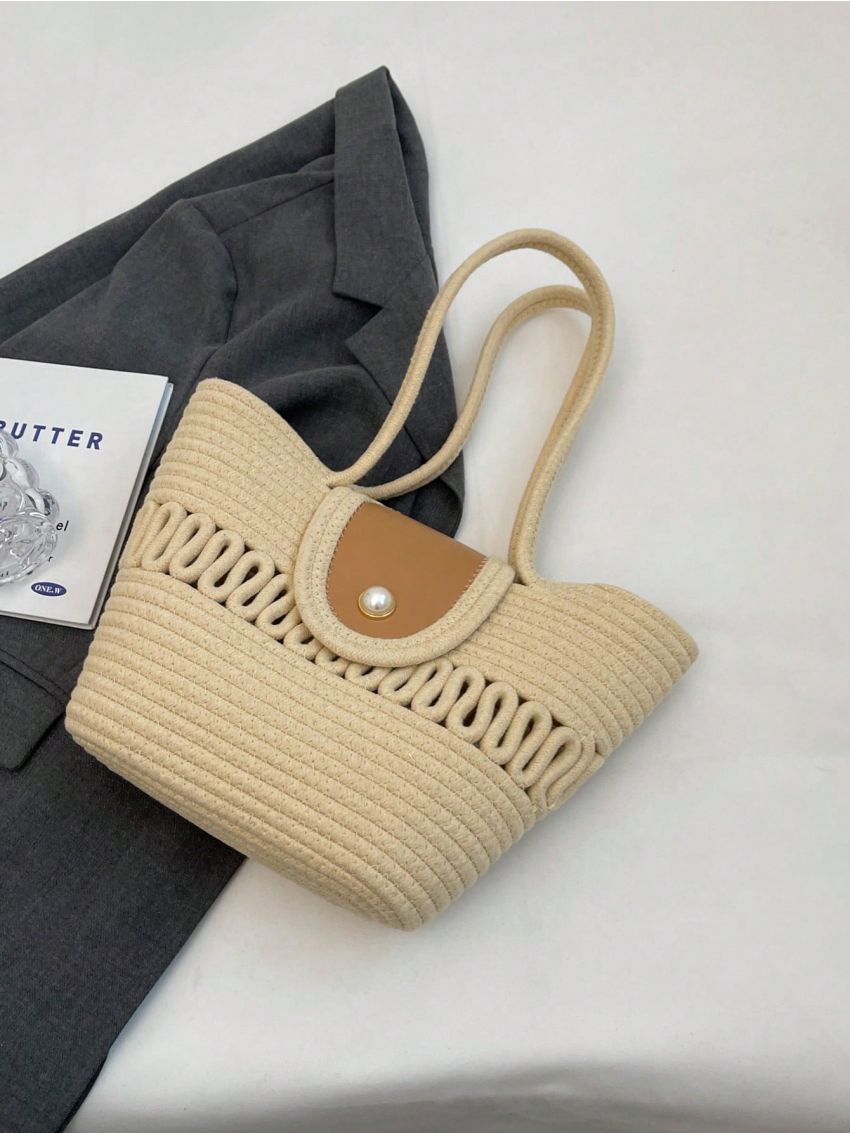 Large Capacity Woven Hand-held Basket Bag Shoulder Bag Women's Bag