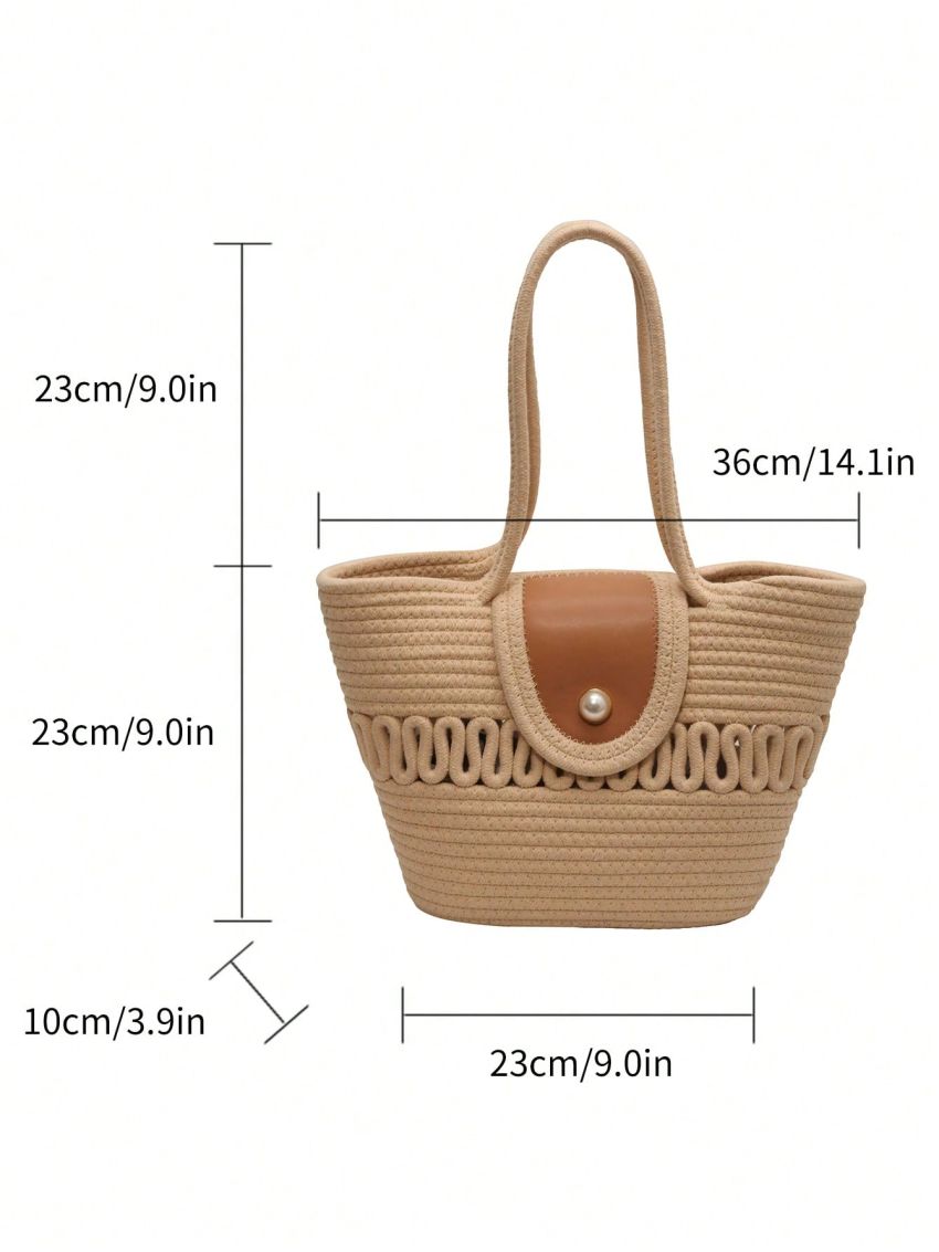 Large Capacity Woven Hand-held Basket Bag Shoulder Bag Women's Bag