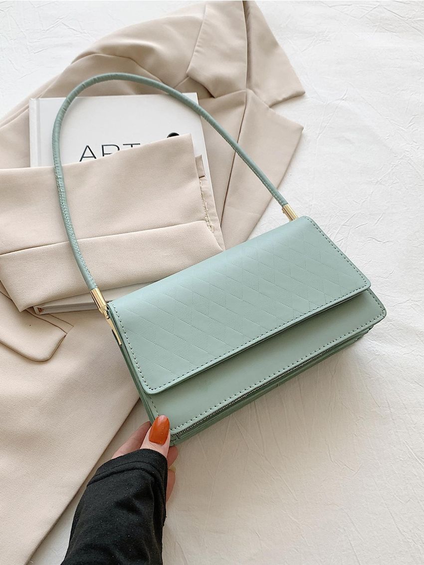 Embossed Handbag, Vintage Pu Shoulder Bag, Elegant Flap Purse For Women