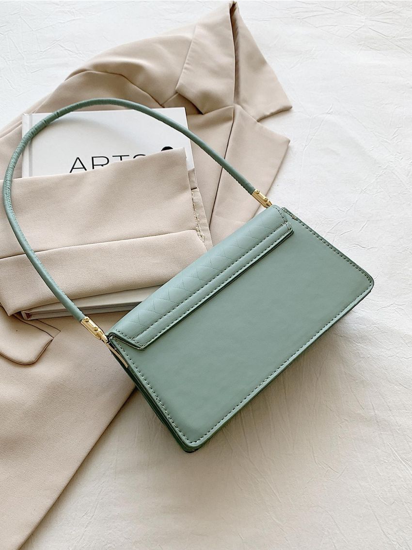 Embossed Handbag, Vintage Pu Shoulder Bag, Elegant Flap Purse For Women