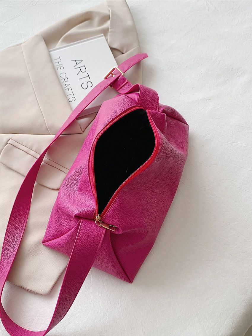 Minimalist Pleated Design, Fashionable And Pu Hobo Bag For Street Use