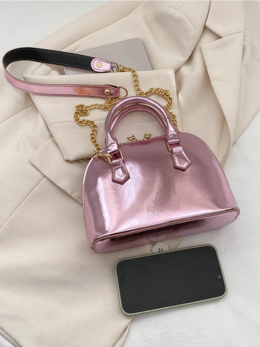 Small Dome Bag Solid Color Funky Zipper Chain