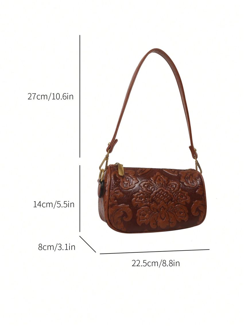 Solid Color Floral Print Fashion Square Bag For Daily Use