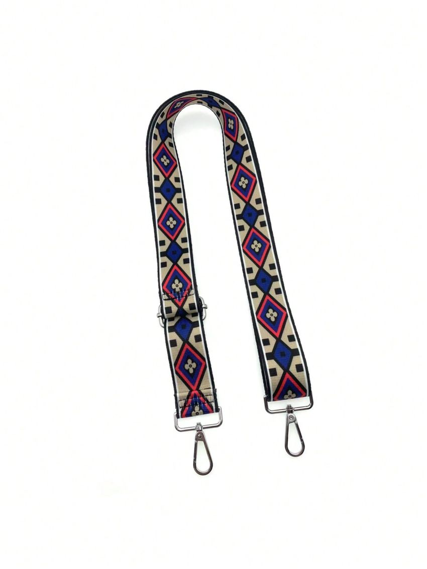 Adjustable Canvas Shoulder Strap With Geometric Pattern For Bag
