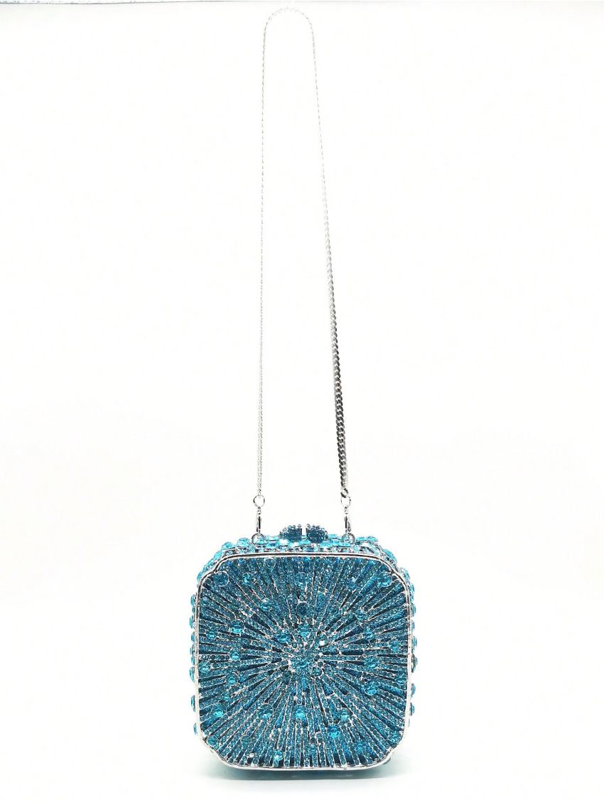 Mini Box Rhinestone Clutch Bag For Party Luxury Purse Hollow Crystal Evening Bag
