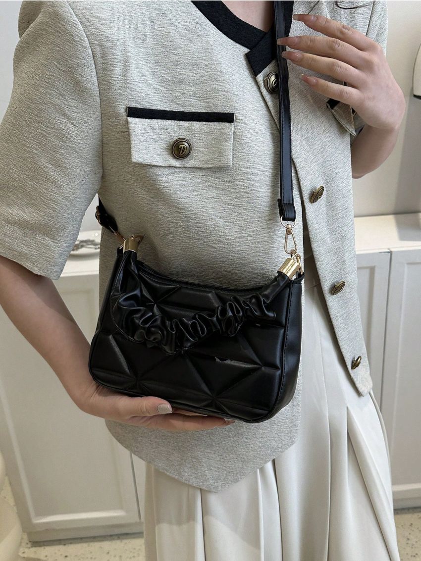 Women's Shoulder Bag, Crossbody Bag, Handbag, Ruched Detail Underarm Bag