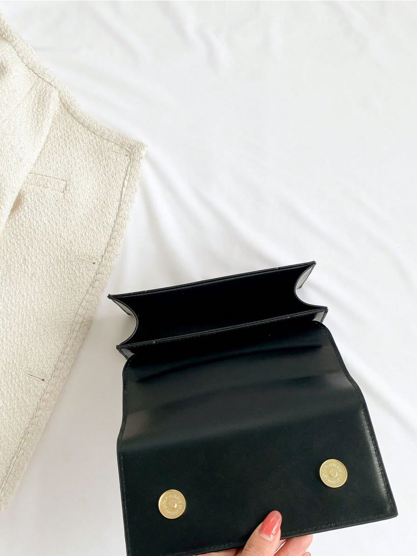 Mini Flap Square Bag Stitch Detail Studded Decor