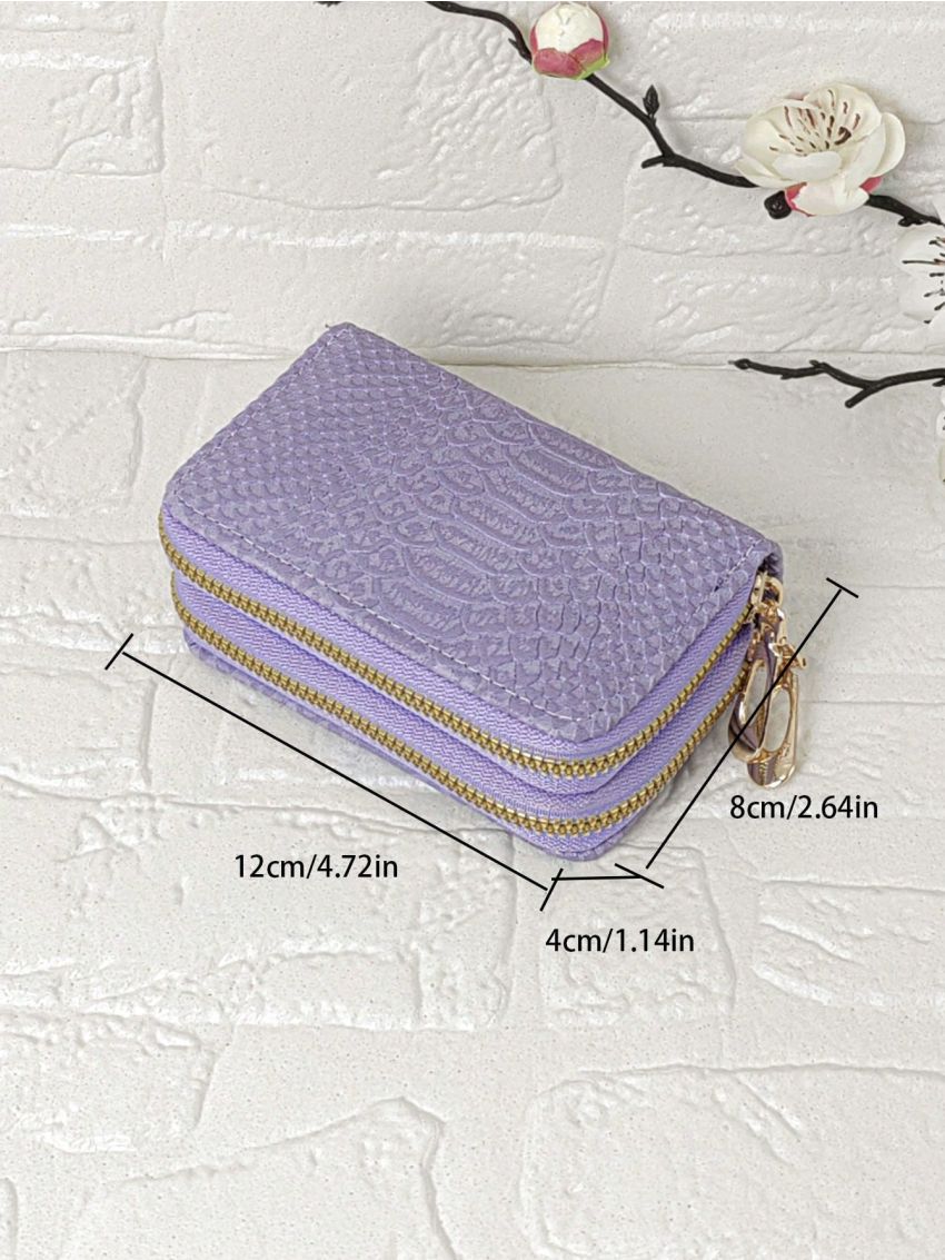 Embossed Detail Multiple Card Slots With Zipper