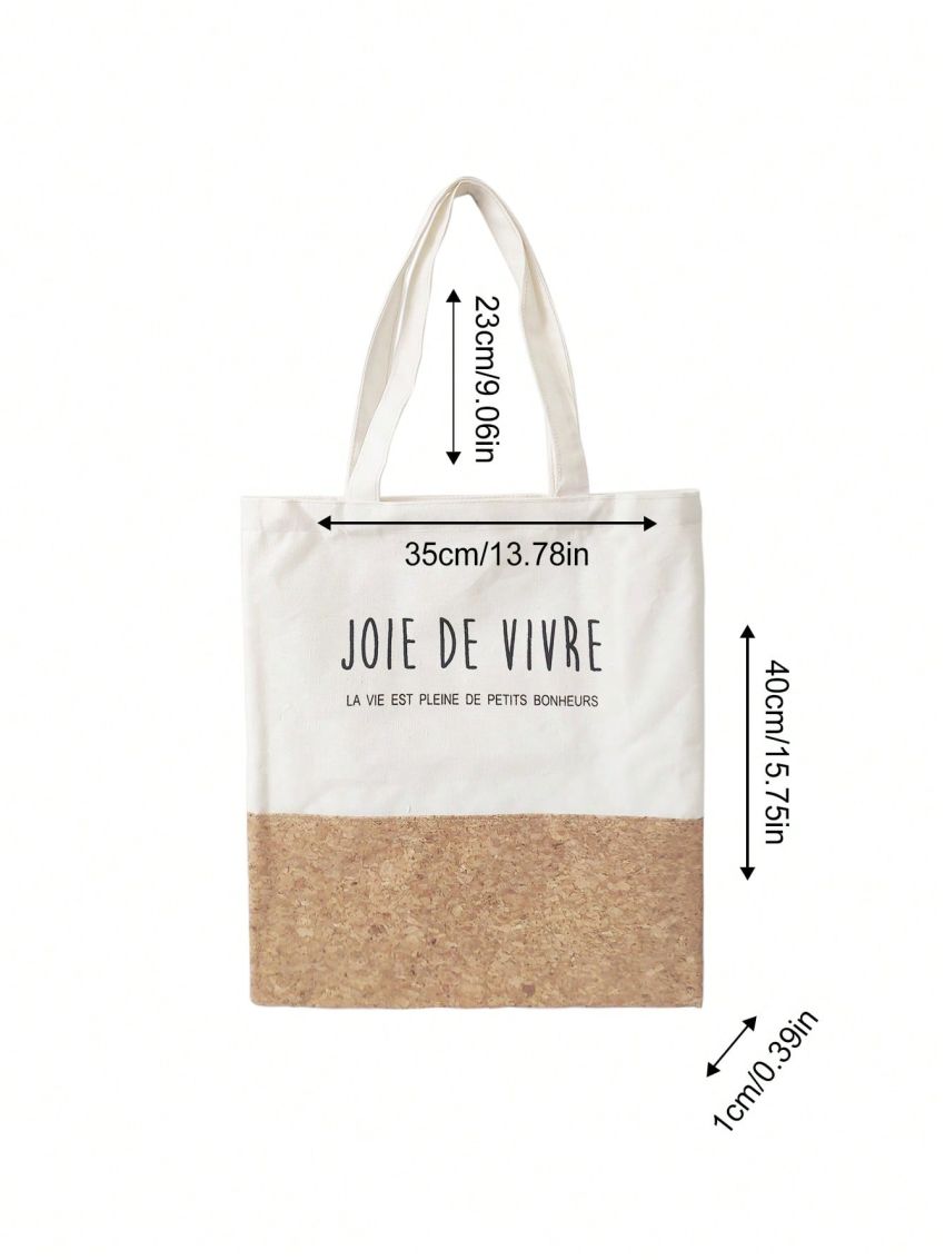 Medium Shopper Bag Colorblock Letter Graphic Preppy