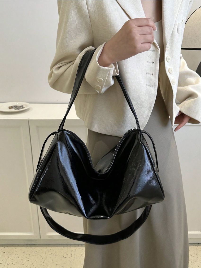 Pu Solid Color Fashion Large Capacity Handbag Duffel Bag