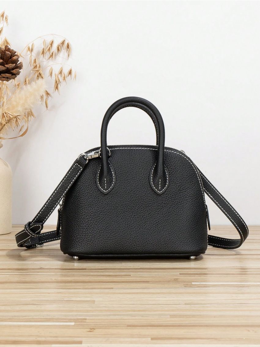 Minimalist Dome Bag Double Handle Stitch Design