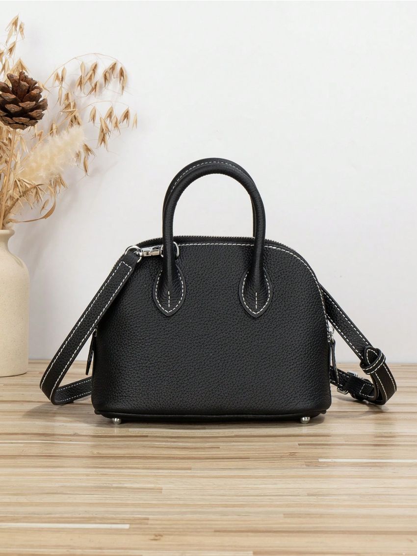Minimalist Dome Bag Double Handle Stitch Design