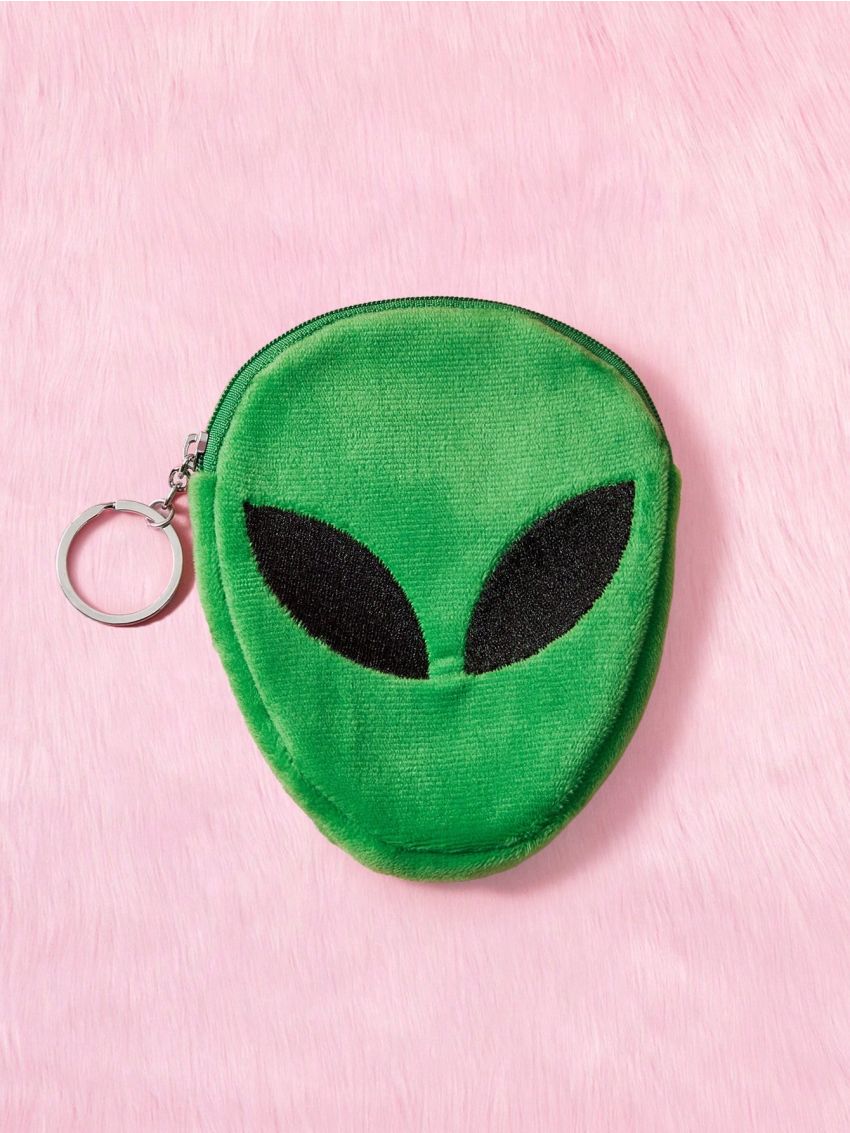 Anime Mini Coin Purse Cute Alien Design With Zipper