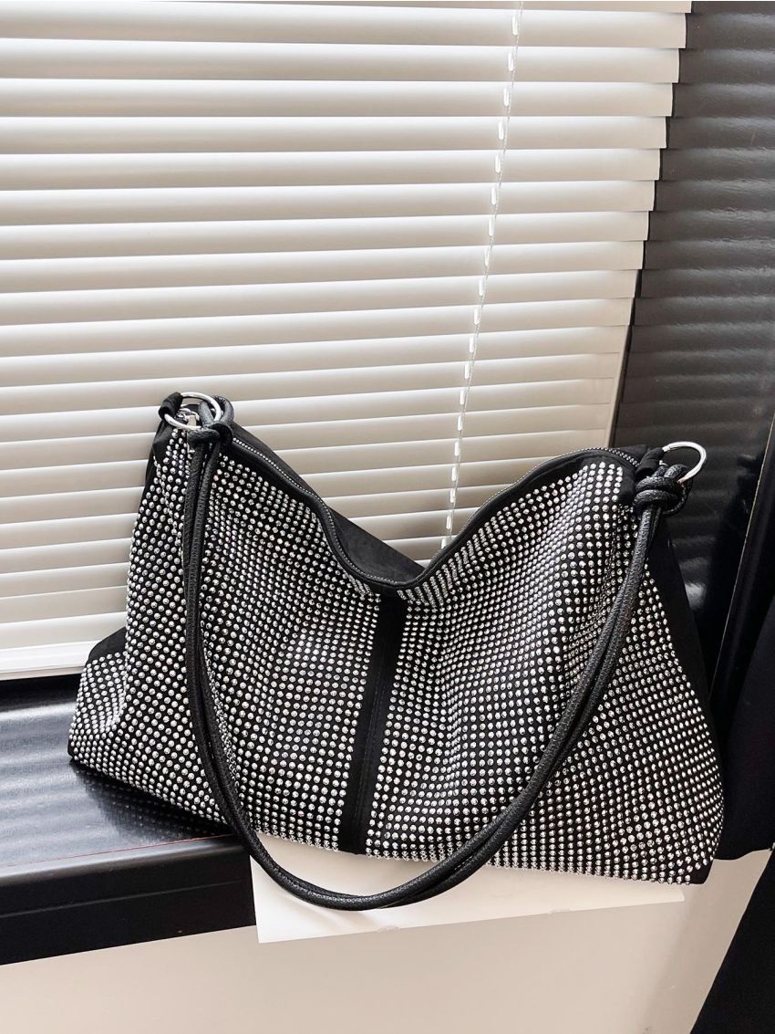 Studded Decor Hobo Bag Punk Style