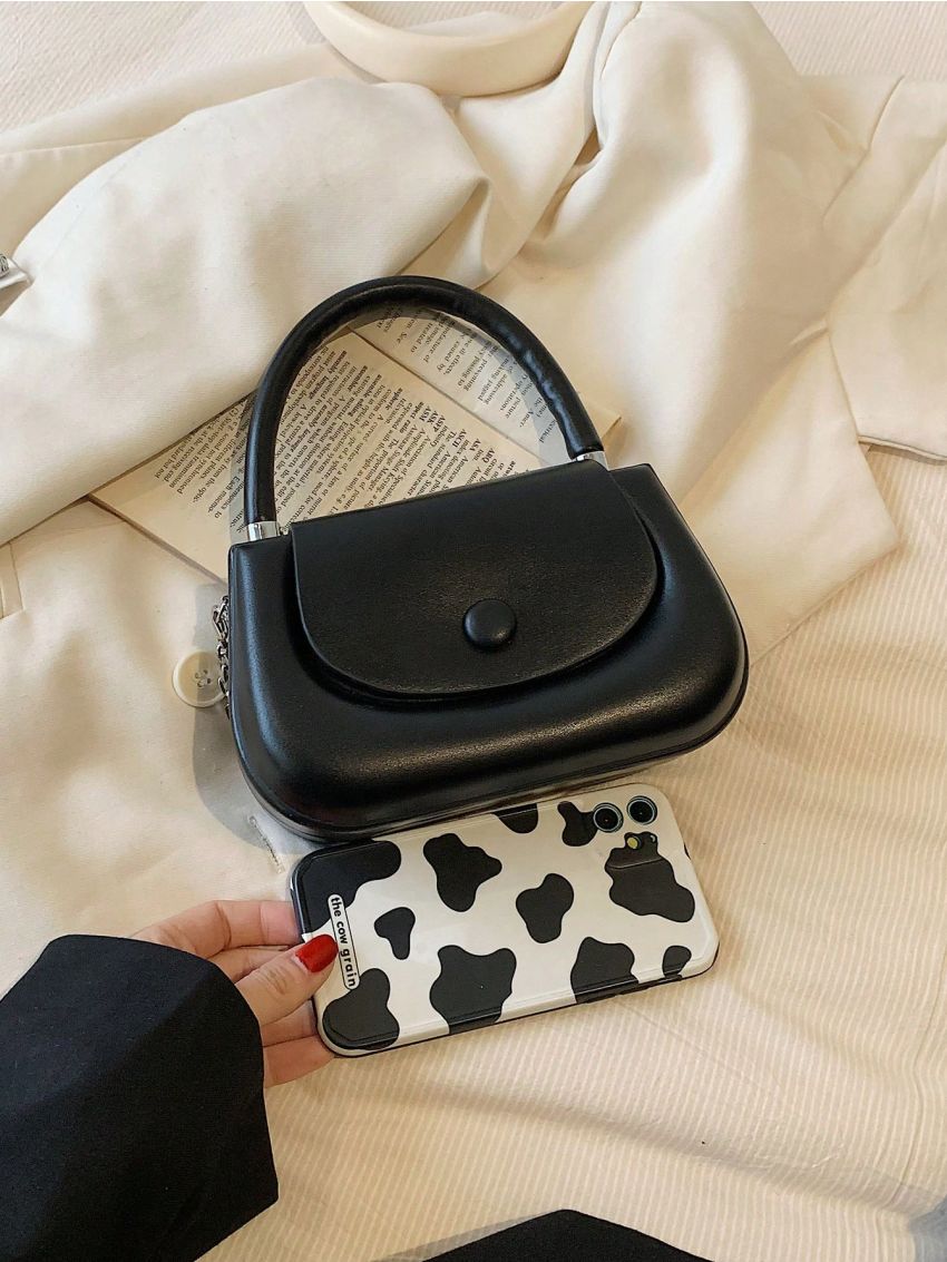 Minimalist Flap Chain Satchel Bag Solid Color