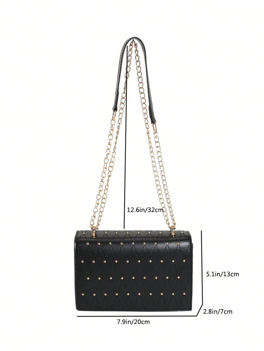 Mini Square Bag Studded Decor Chain Strap