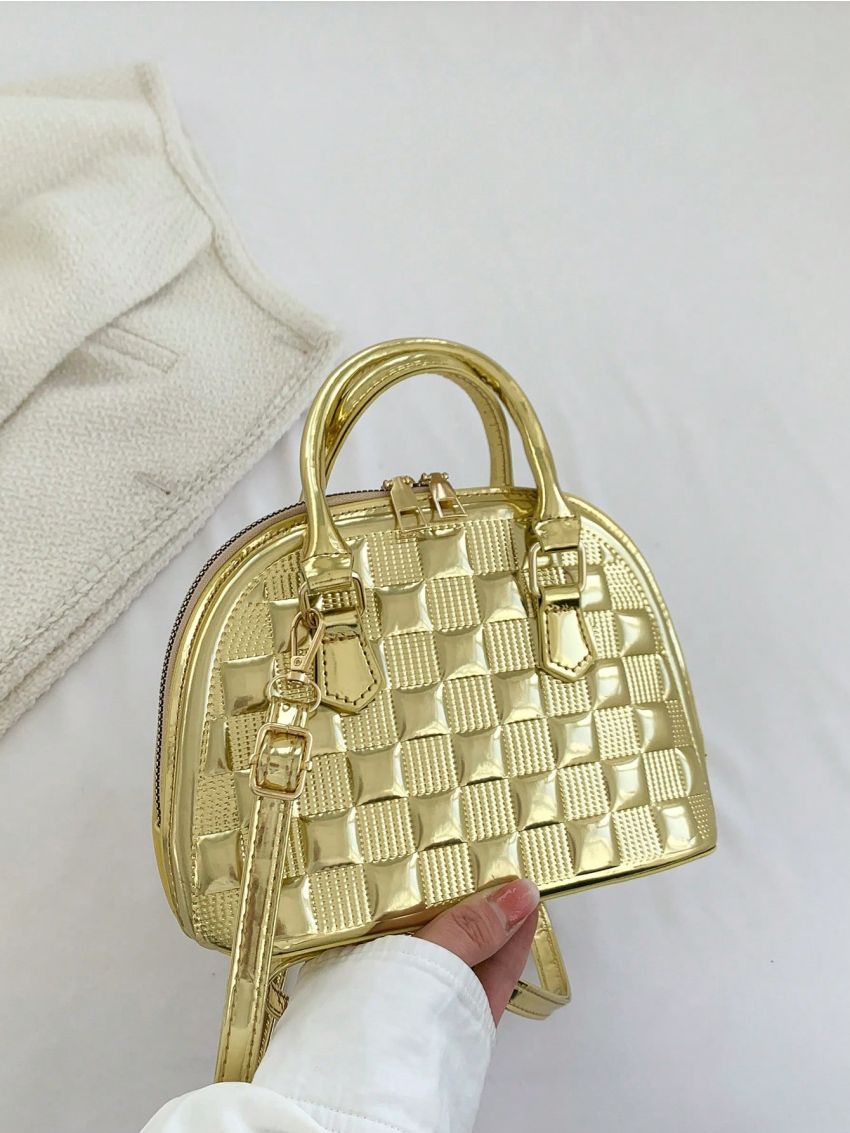 Metallic Geometric Embossed Dome Bag Funky