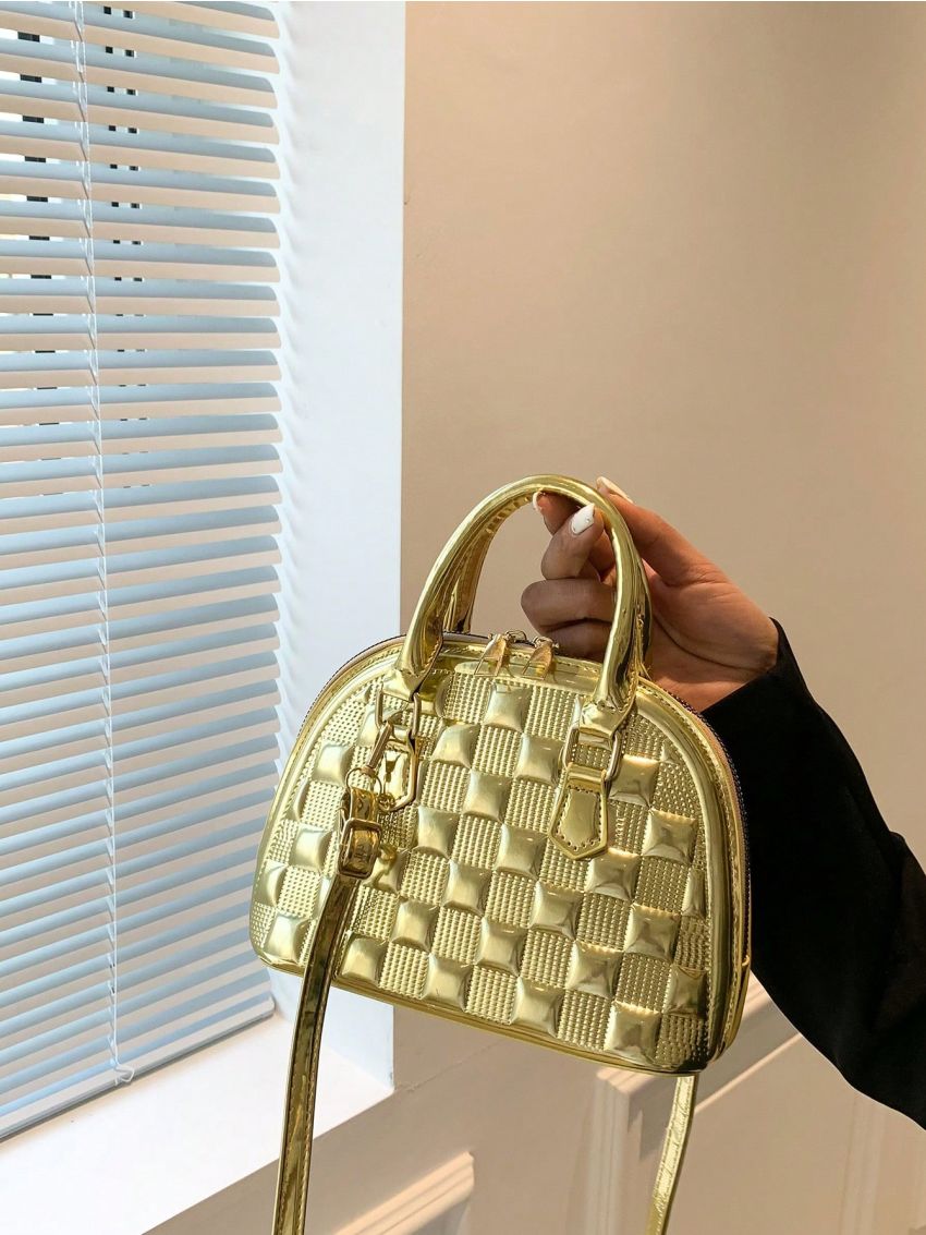 Metallic Geometric Embossed Dome Bag Funky
