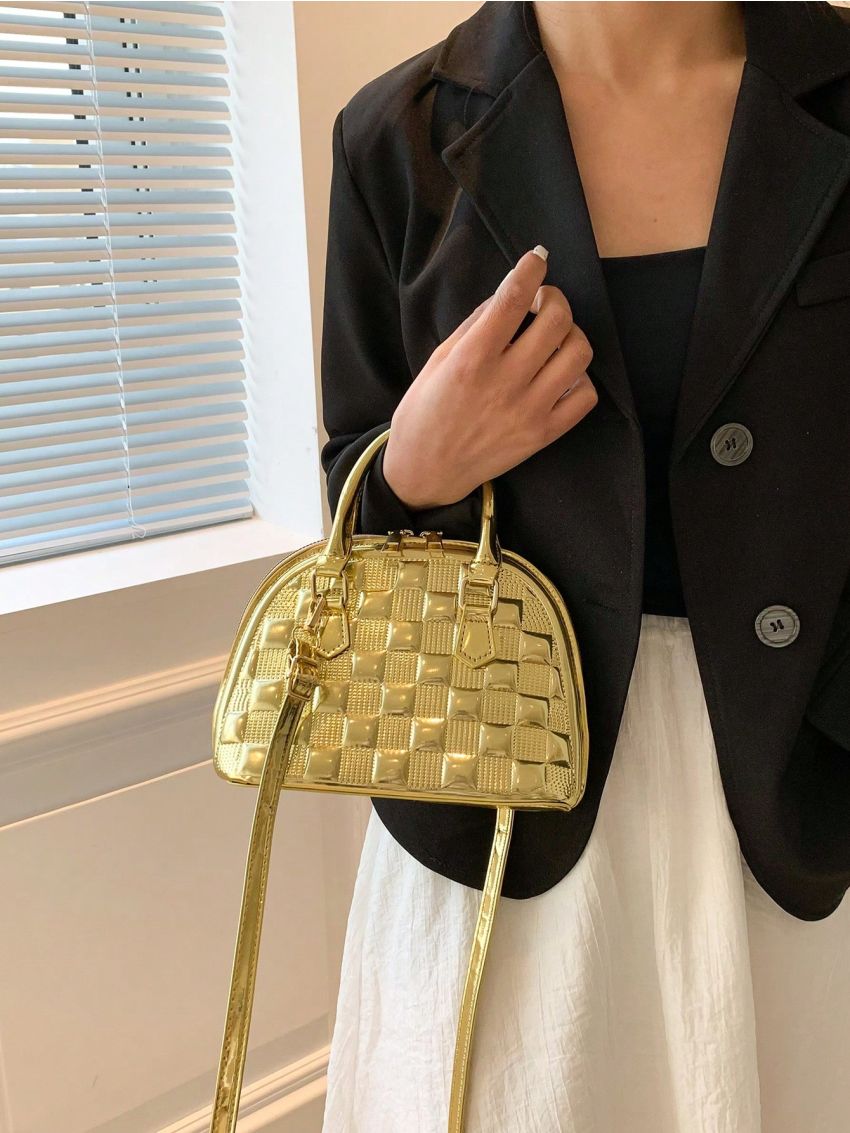 Metallic Geometric Embossed Dome Bag Funky