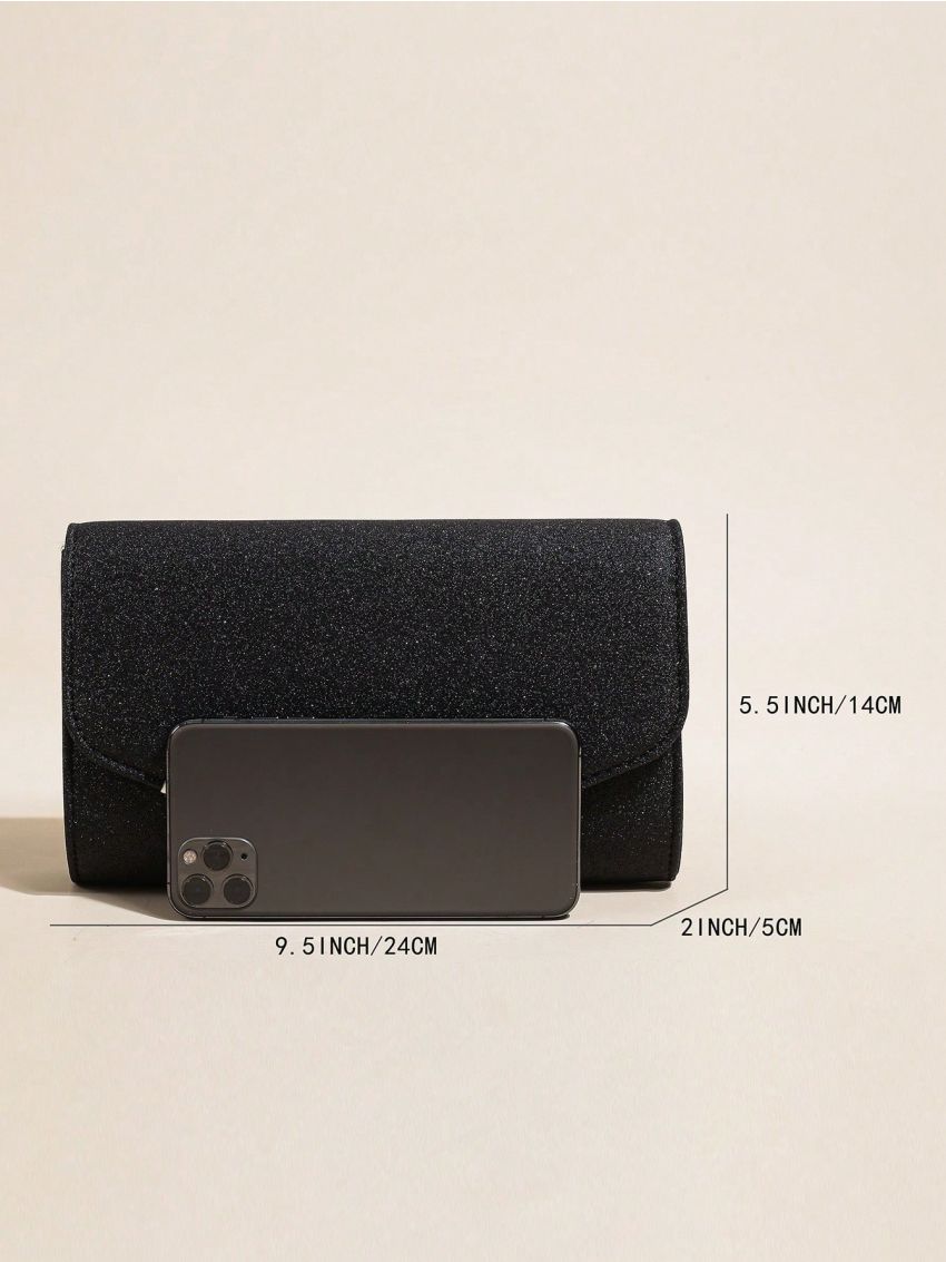 Small Flap Envelope Bag Glamorous Metal Decor Chain Glitter