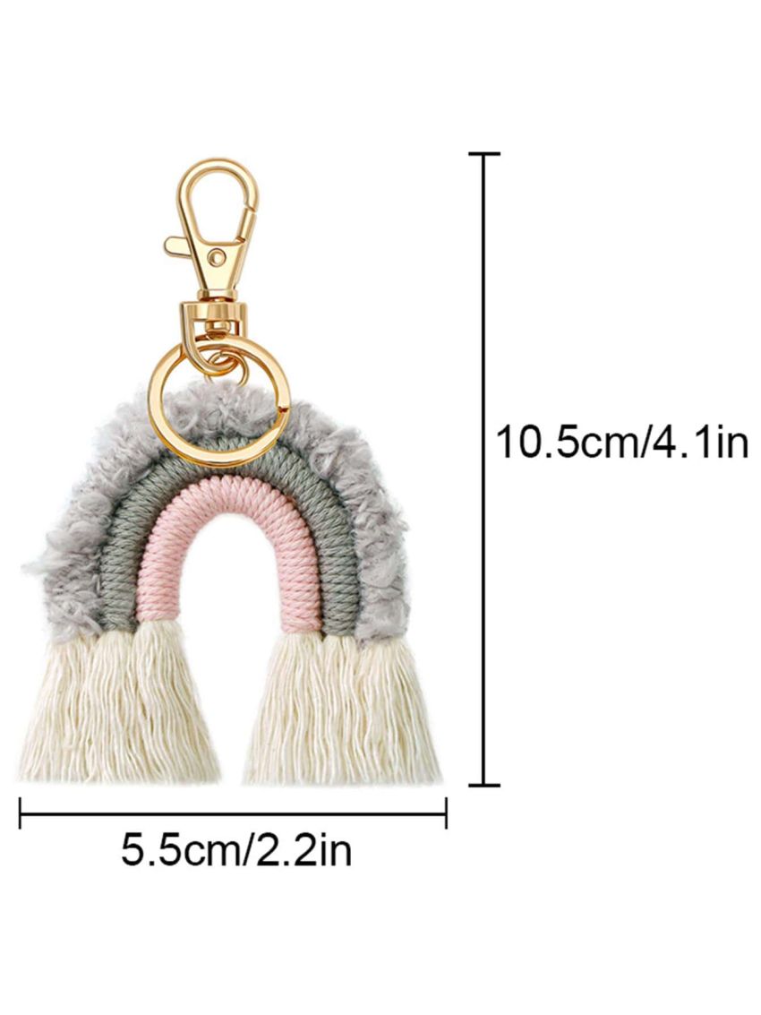 Bohemia Plush Rainbow Keychain Tassel Weave Key Chain Keyring Bag Charm